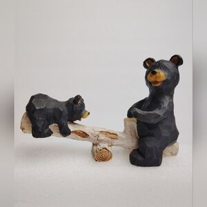Mama Bear & Baby Cub on Seesaw Tetter-Totter Figurine Lipco